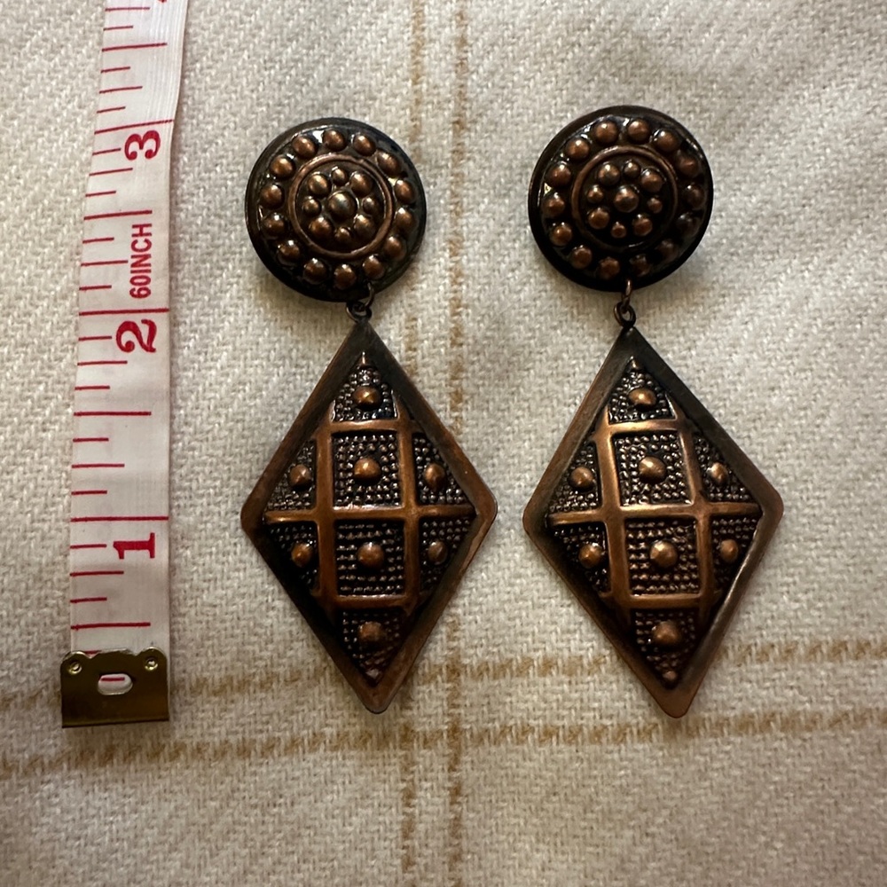 Vintage Style Bronze Geometric Earrings